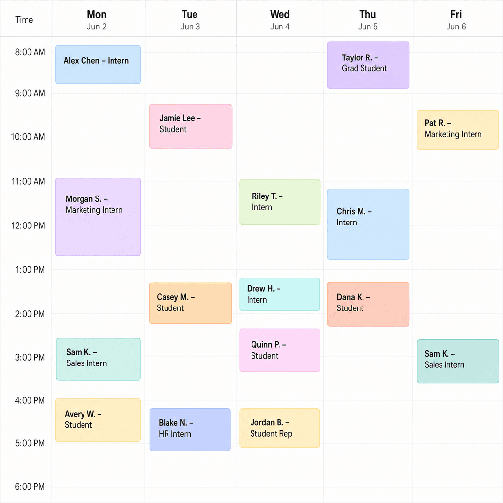 Calendar packed with intern and student meetings
